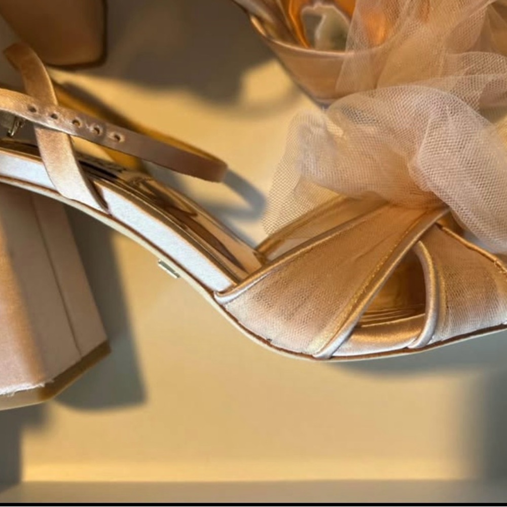 Badgley Mischka Strappy Heels with Tulle Bow - Picture 4 of 5
